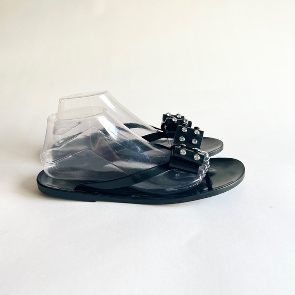 Kate Spade Black Synthetic Bow Glitter Flip Flops size 10 - Picture 2 of 15